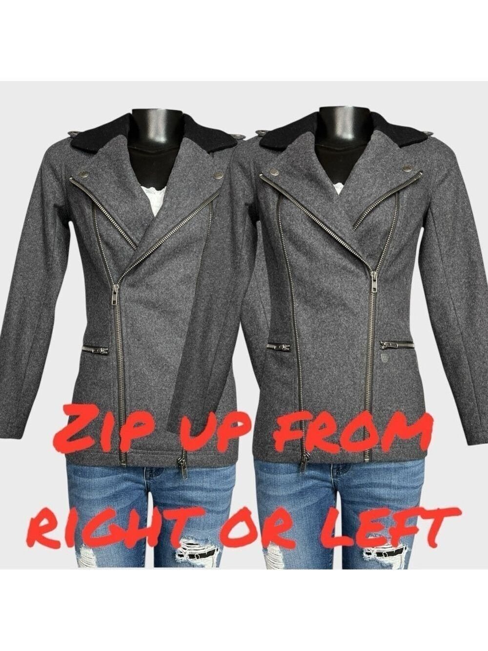 NEW Vans Womens XS PIKE Jacket Black Gray NWOT $128 Moto style Wool Punk Gothic - Picture 1 of 16